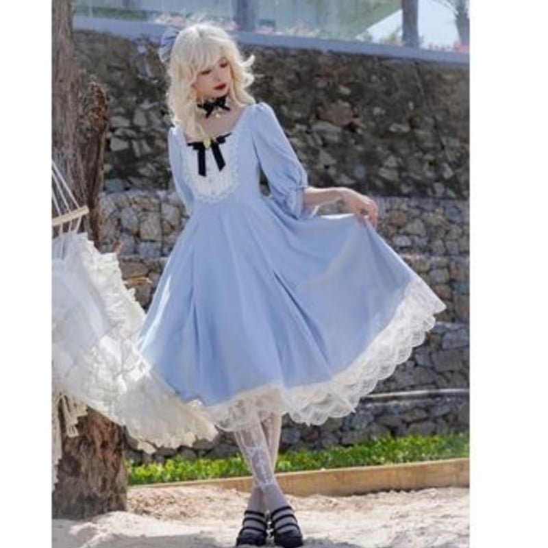 ドレスワンピース 4色 unideer ワンピースのみ 五分袖 ロング フレア