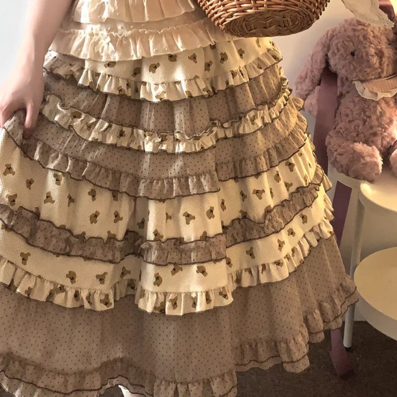 セミロリータ スカート のみ くまさん クマちゃん クマさん プリント