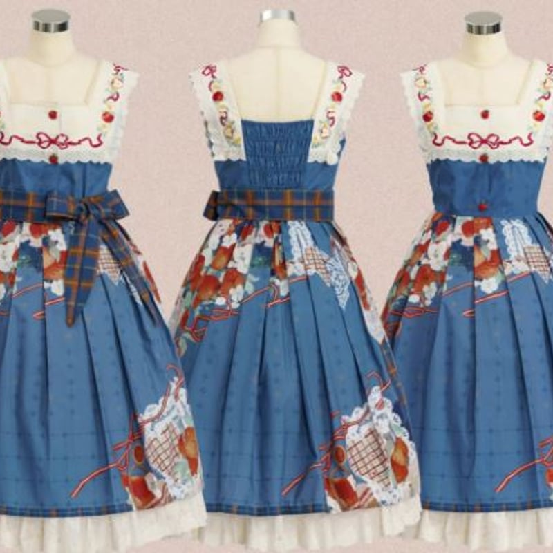 りんごジャンスカ 2色 Lo−cyan lolita JSK プリント ホワイト