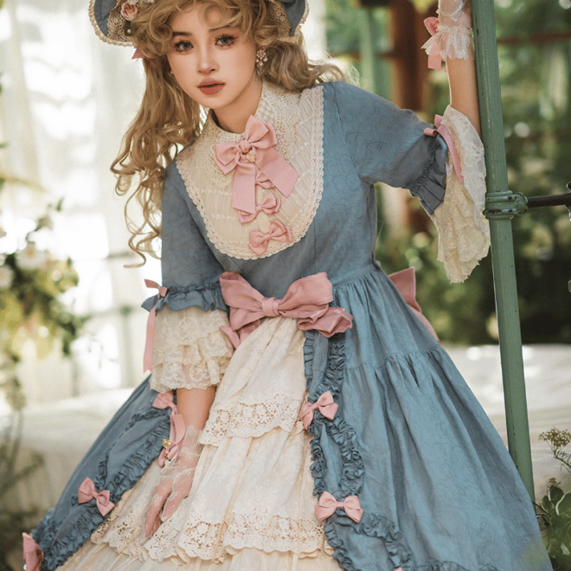 納期40日】ロリータワンピース ロリータドレス ワンピース+リボン