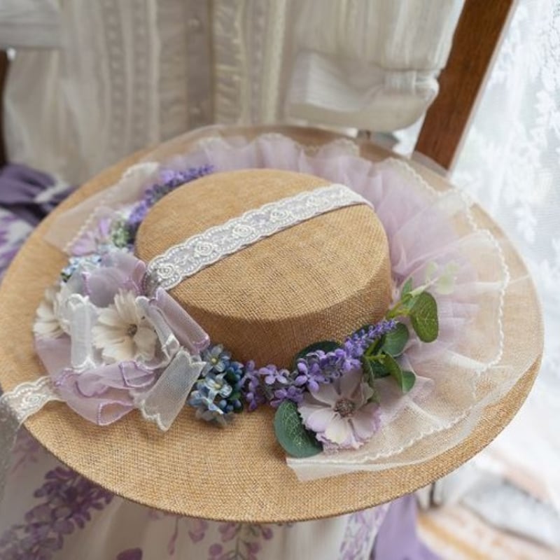 フローラルレースロリータハット Amazon | [ジェネリーク] 夏のロリータ麦わら帽子レースフラワー