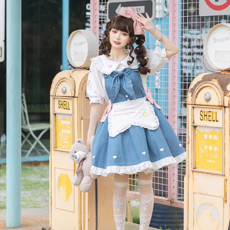 ロリータファッション 腰エプロン のみ リボン 童話風 カジュアル