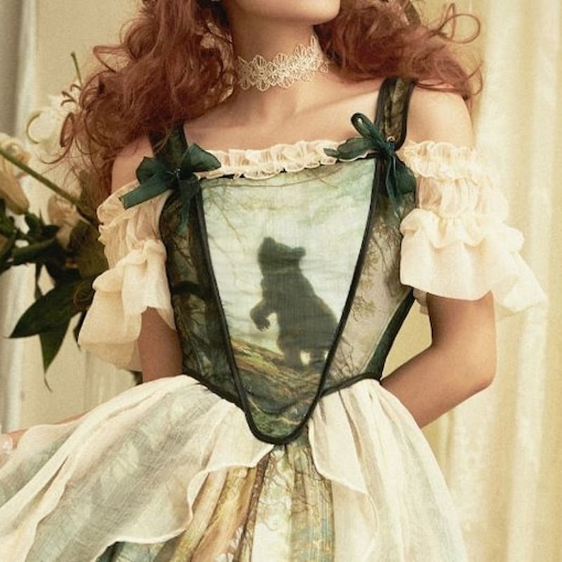 Innocent World ❤︎ チョコ色薔薇レースビスチェ /ベスト/クラロリ Innocent World ❤︎ チョコ色薔薇レースビスチェ /ベスト