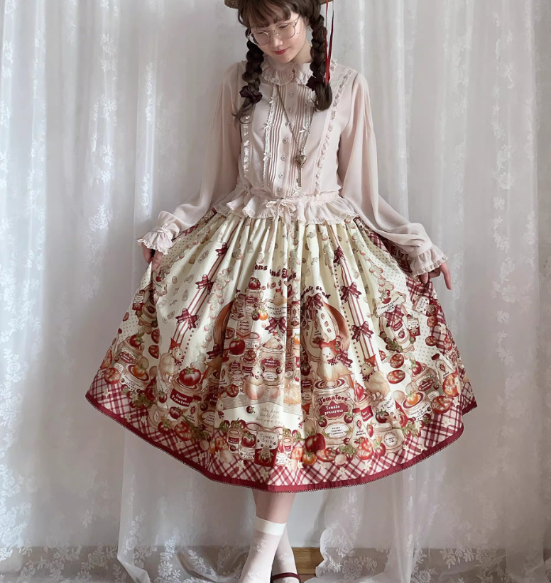 甘ロリ ロリータファッション ベルト付きフレアスカート のみ ひよこ