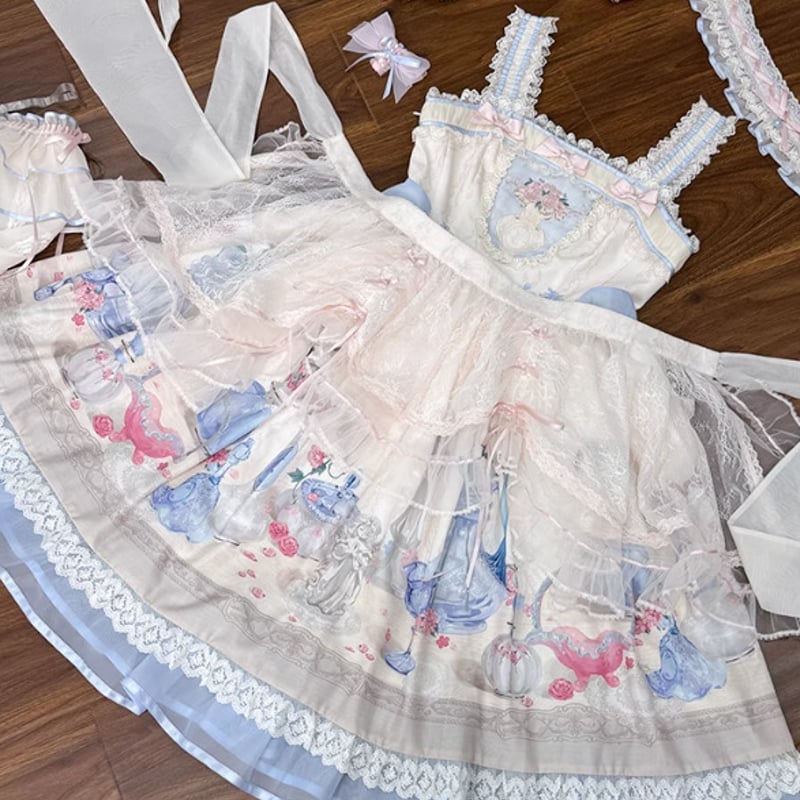 甘ロリ ロリータファッション エプロン のみ 花びら レース お嬢様