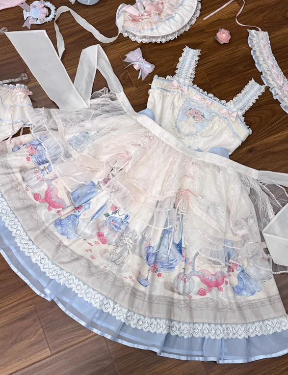 花びら　エプロン　フリル　レース　花柄　ロリータ　クラロリ　ゆめかわ　ガーリー original