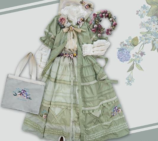 シノワズリ ワンピース カーキ ロリィタ ロリータ 緑 華ロリ ゴスロリ シノワズリ ワンピース カーキ ロリィタ ロリータ 緑 華ロリ ゴスロリ