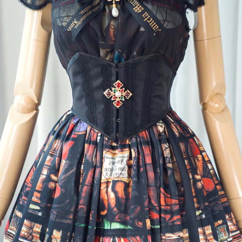 クラシカルロリィタ 青 コルセット バッスル 花柄スカート fit=scale-down,w=1200