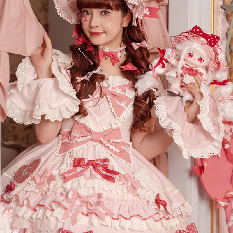 姫ロリ レース リボン ワンピース ドレス うさぎモチーフ プリンセス