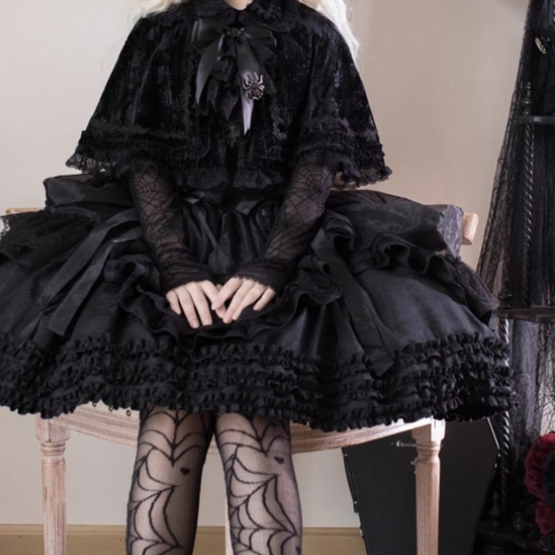 ロリータファッション ゴスロリ ケープ のみ ベルベット 暗黒系