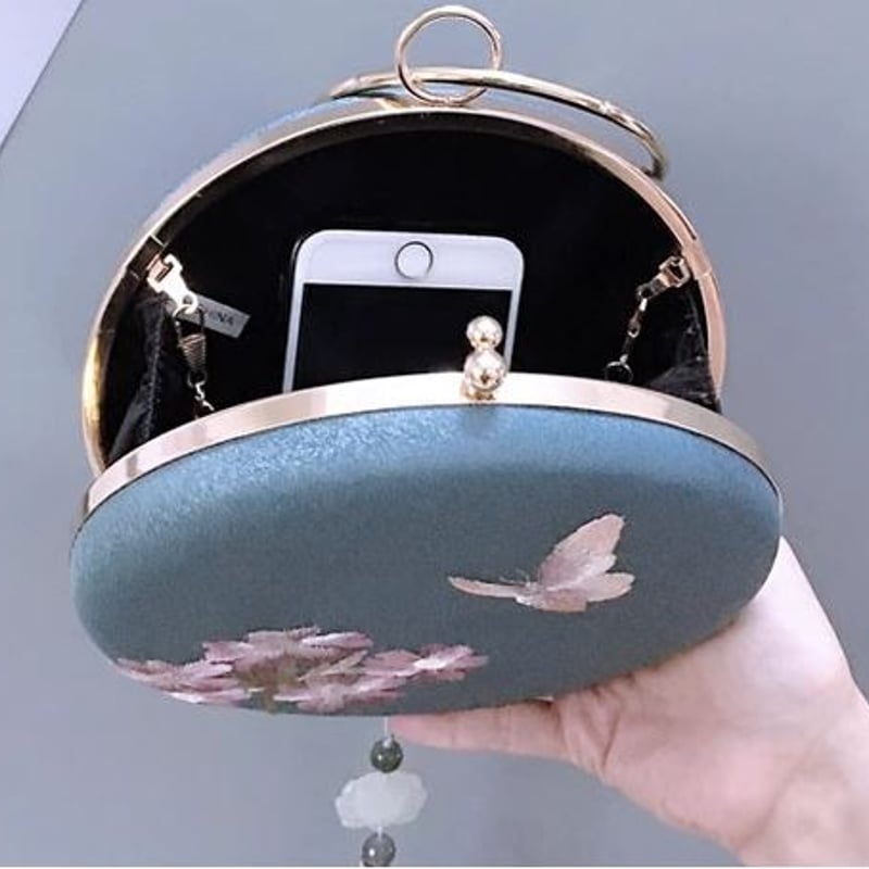パーティバッグ 2タイプ 通年 オールシーズン 蝶々 花柄 スモーク 