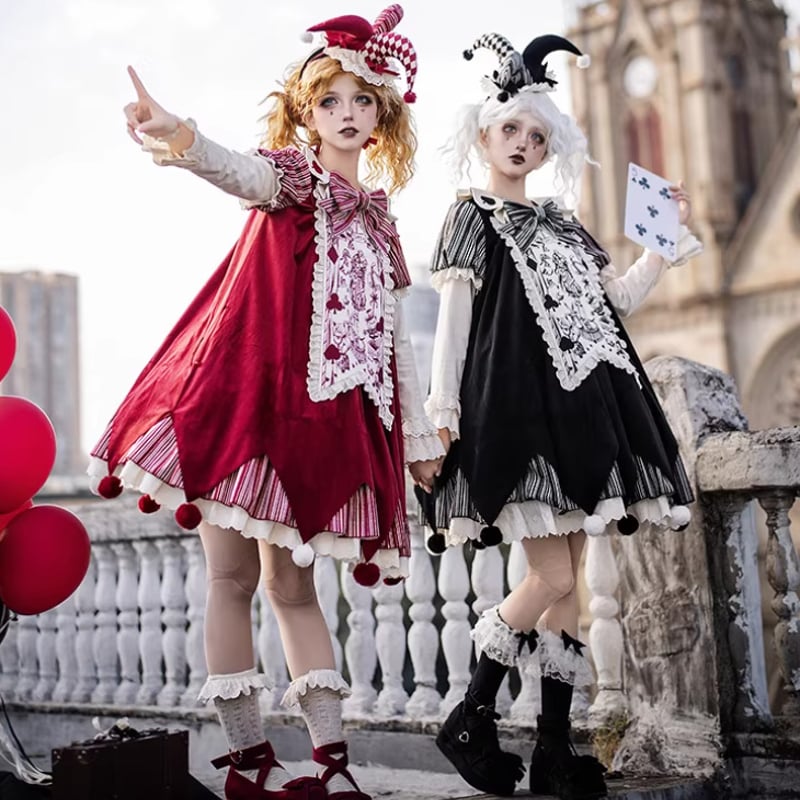 ロリータファッション ワンピース + 胸当てパーツ + リボン + ベルト +