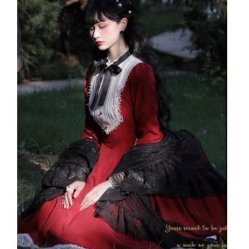 【美品】blugirl ブルーガール ロングワンピース　リボン ティアード　L Blumarine(ブルマリン)/blugirl(ブルーガール)インポート