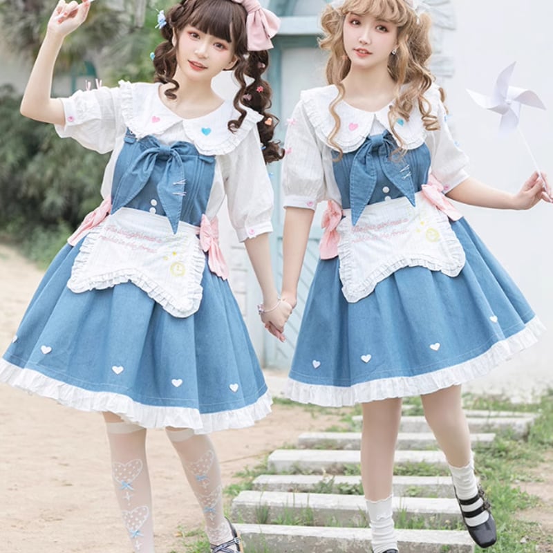 ロリータファッション 腰エプロン のみ リボン 童話風 カジュアル