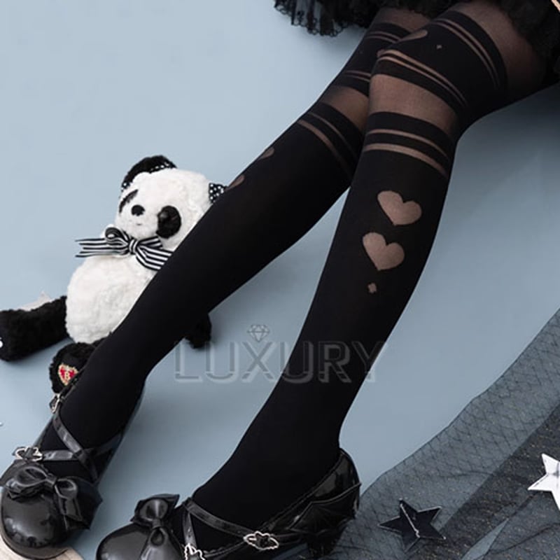 ロリータファッション タイツ ストッキング のみ 2色 ハート柄 お嬢様