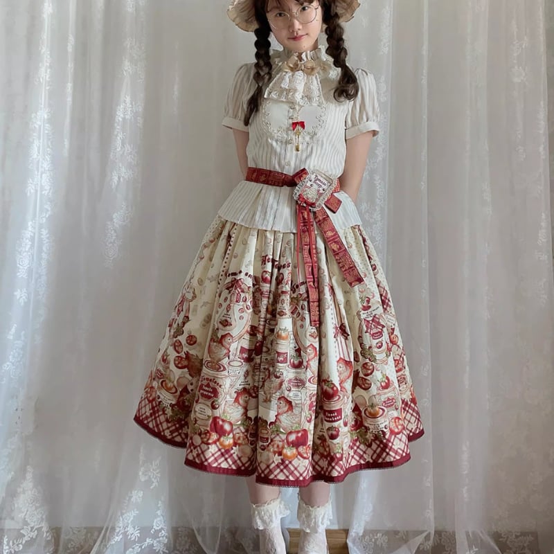 甘ロリ ロリータファッション ベルト付きフレアスカート のみ ひよこ