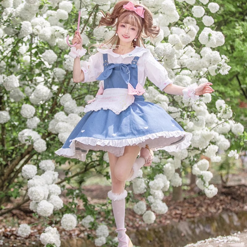 ロリータファッション 腰エプロン のみ リボン 童話風 カジュアル