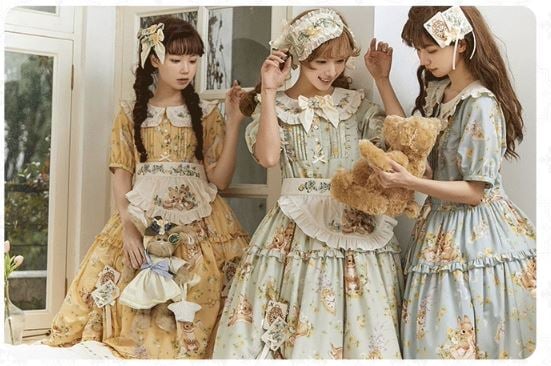 うさぎワンピース 3色 NyaNya 春夏 春秋 半袖 甘ロリ ひざ丈  