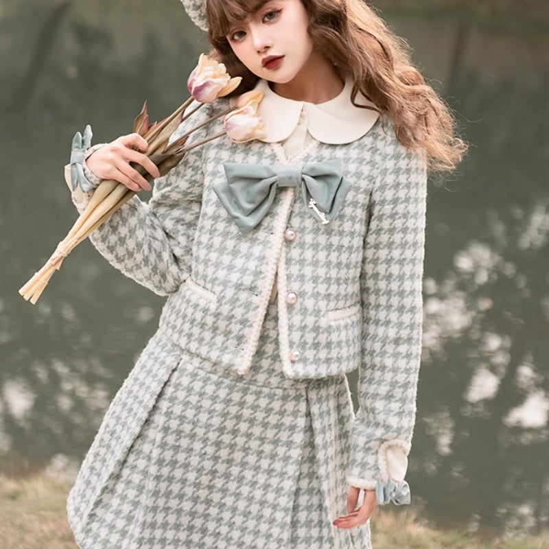新品　M アディダス プライムニット千鳥格子 × スカート セットアップ　ピンク obliM】米沢別注ピンク千鳥格子スカート | ALL | OBLI