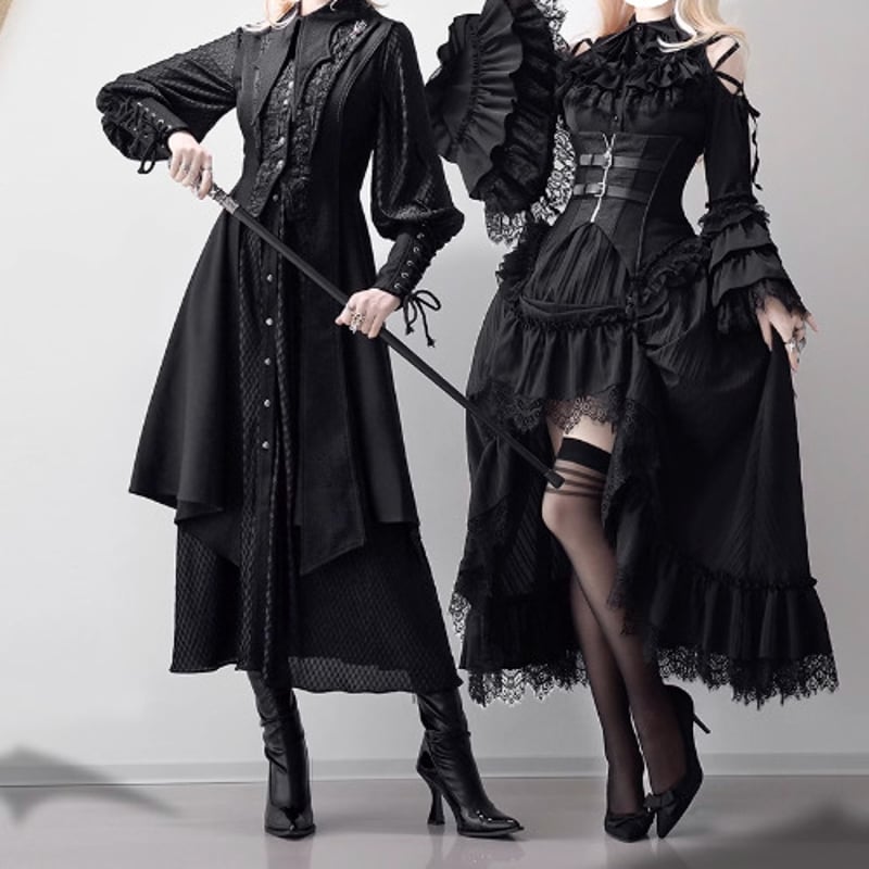 ゴスロリファッション ゴスロリ ブラウス のみ 2色 長袖 袖フリル