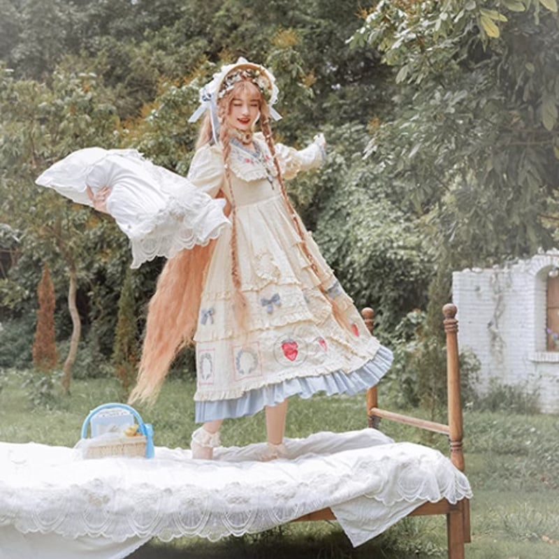 ドレスワンピース lolitabox いちご ストロベリー 長袖 マキシ丈