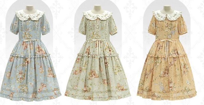 うさぎワンピース 3色 NyaNya 春夏 春秋 半袖 甘ロリ ひざ丈 うさぎワンピース 3色 NyaNya 春夏 春秋 半袖 甘ロリ ひざ丈