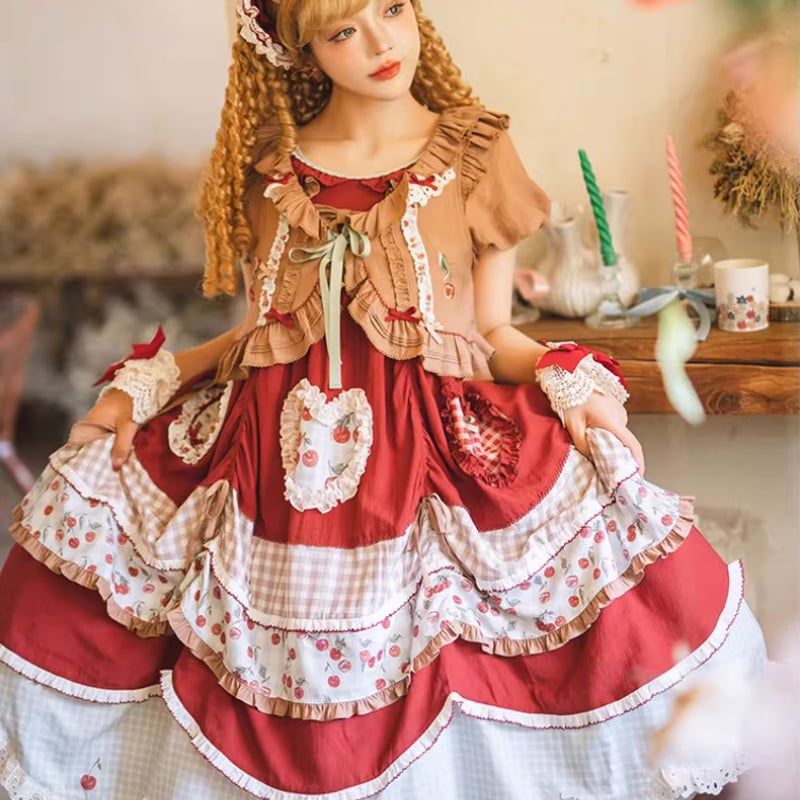 ロリータファッション ワンピース + ボレロ 2点セット 長さ変更可能