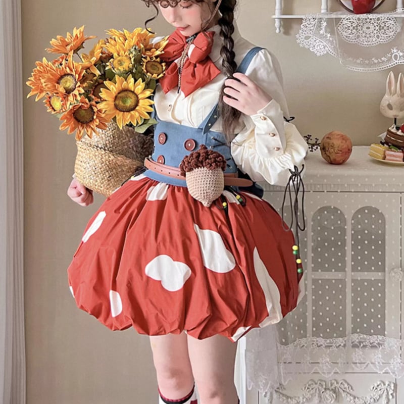 ロリータファッション サスペンダー ジャンパースカート 松ぼっくり