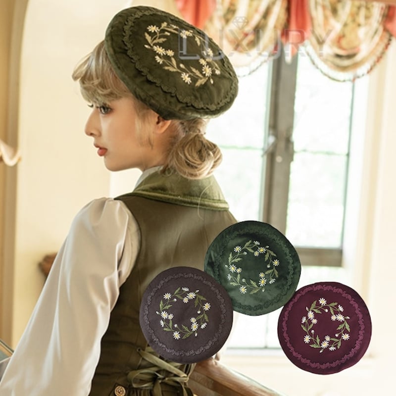 ベレー帽 3色 GOTHIC LOLITA 春秋 通年 ヘッドドレス 帽子 雑貨 小物