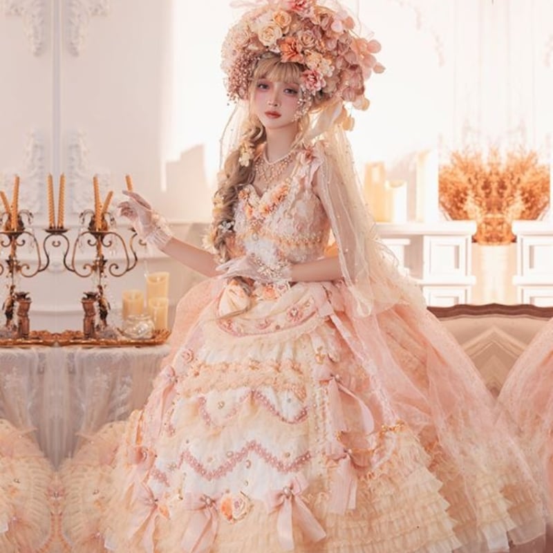 ジャンスカ 春夏 ロング ピンク ウエディングドレス 花嫁 フラワー