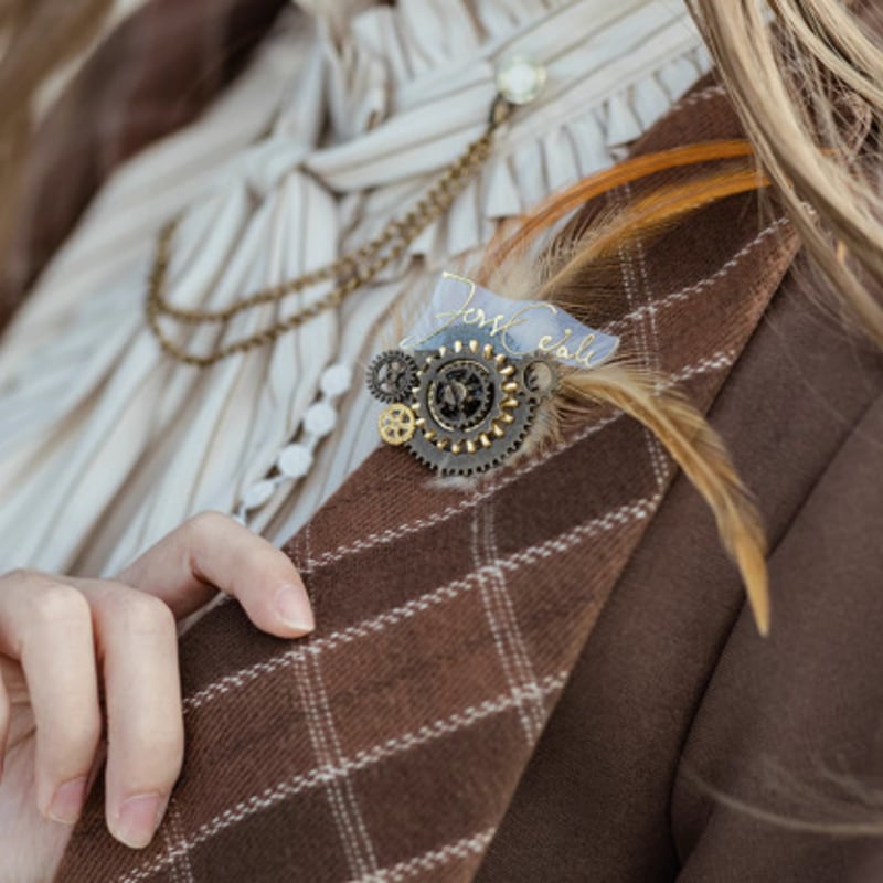 2月発送】スチームパンク steampunk ネットチュール フェザーブローチ