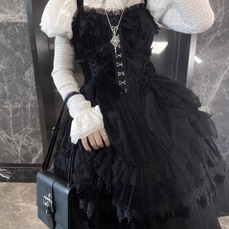 ゴスロリファッション ゴスロリ ジャンパースカート のみ 膝丈 ひざ丈