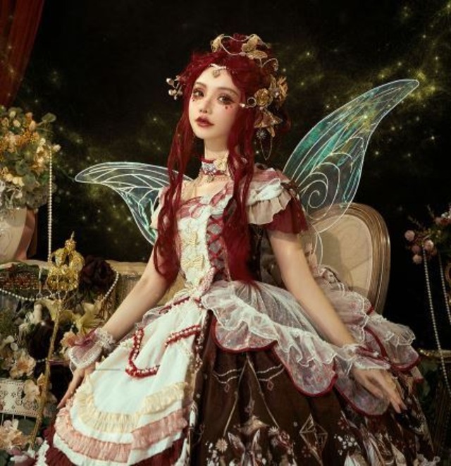 ローズファンファンレース薔薇00s姫カジ森ガールフェアリー甘ゴスロリ平成ギャル 平成 姫カジ 姫ギャル coquette 森ガールフェアリー 花柄