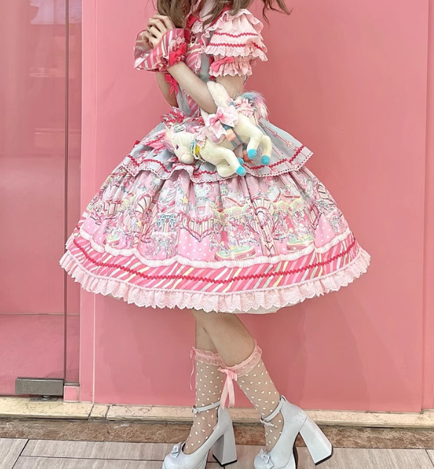 甘ロリ ブラウス のみ フリル 半袖 りぼん 原宿系 童話風 ガーリー