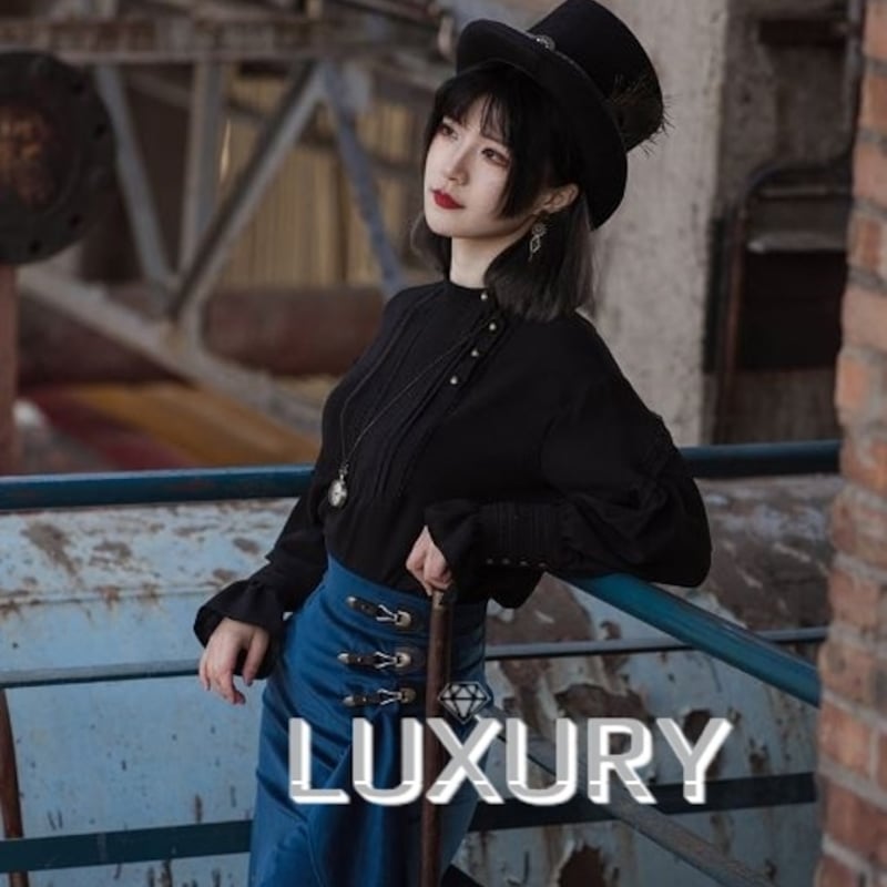 ブラウス SteamPunk スチームパンク 春秋 トップス 長袖 フリル レース