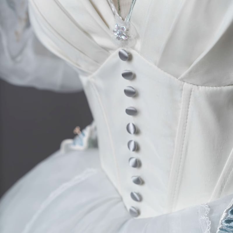 ロリータドレス のみ 2色 ロング丈 半袖 シフォン レース フリル