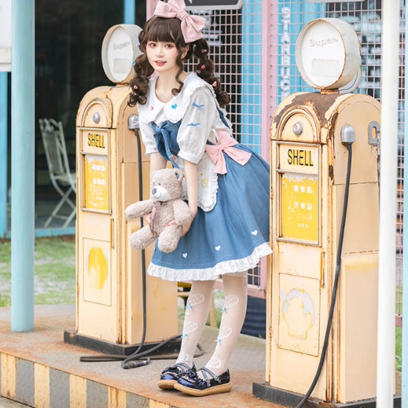 ロリータファッション 腰エプロン のみ リボン 童話風 カジュアル