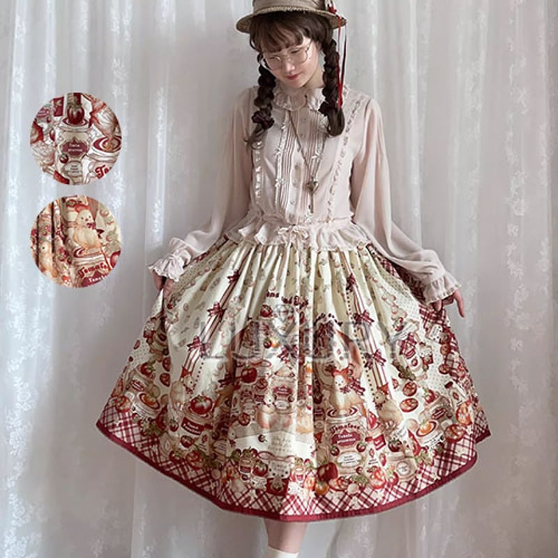プトマヨ フレアスカート ロリータ チュール ベロア 窓猫 別珍スカート 原宿系 甘ロリ ロリータファッション ベルト付きフレアスカート のみ ひよこ