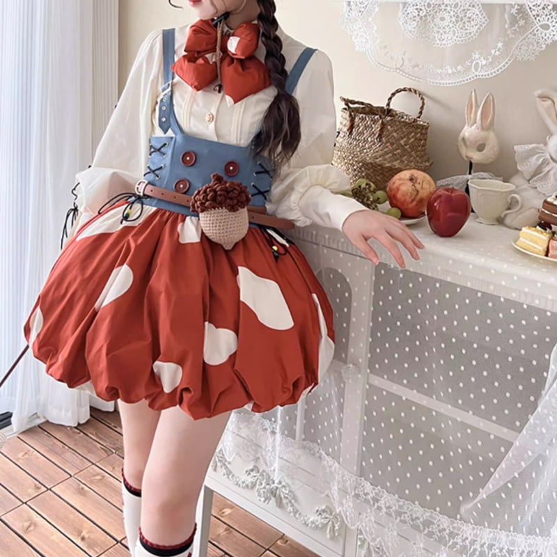ロリータファッション サスペンダー ジャンパースカート 松ぼっくり