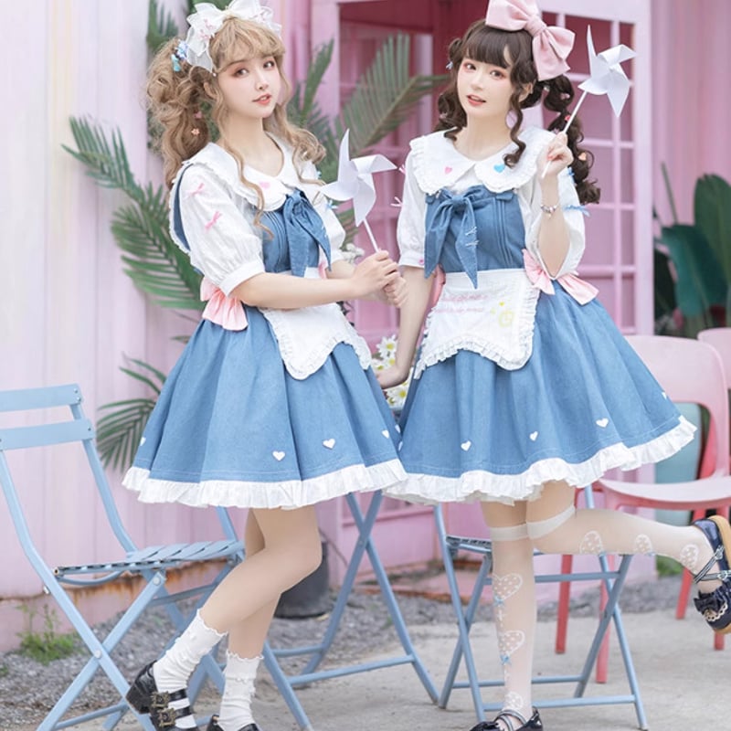 ロリータファッション 腰エプロン のみ リボン 童話風 カジュアル