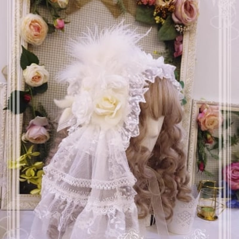 Queen’s xxx.様　薔薇チュールレース ヘッドドレス HD ロリィタ Queen's xxx.様 薔薇チュールレース ヘッドドレス HD ロリィタ