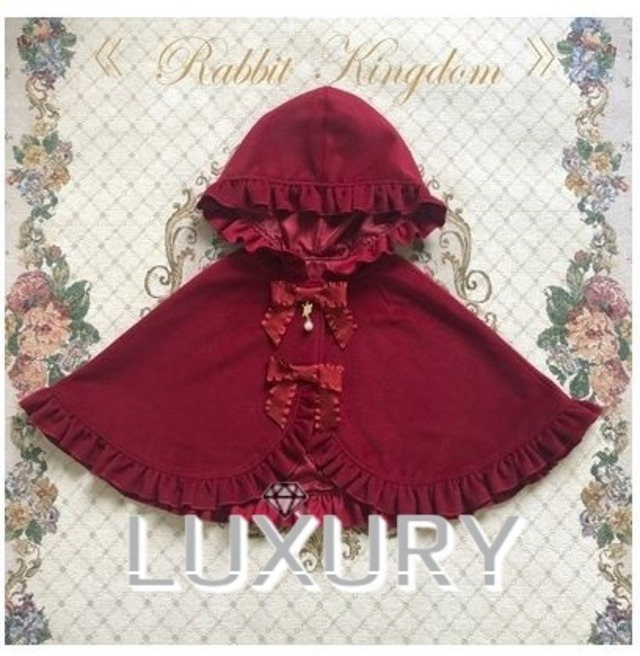 ウララ様 超美品！birthdaybash フード付き ポンチョ コート ケープ フードコート unideer 秋冬 ポンチョ アウター フリル フード