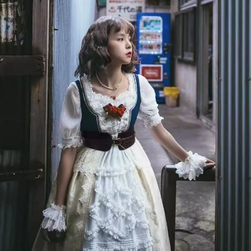 レースブラウス 春秋 春夏 甘ロリ 姫ロリ 半袖 レース トップス
