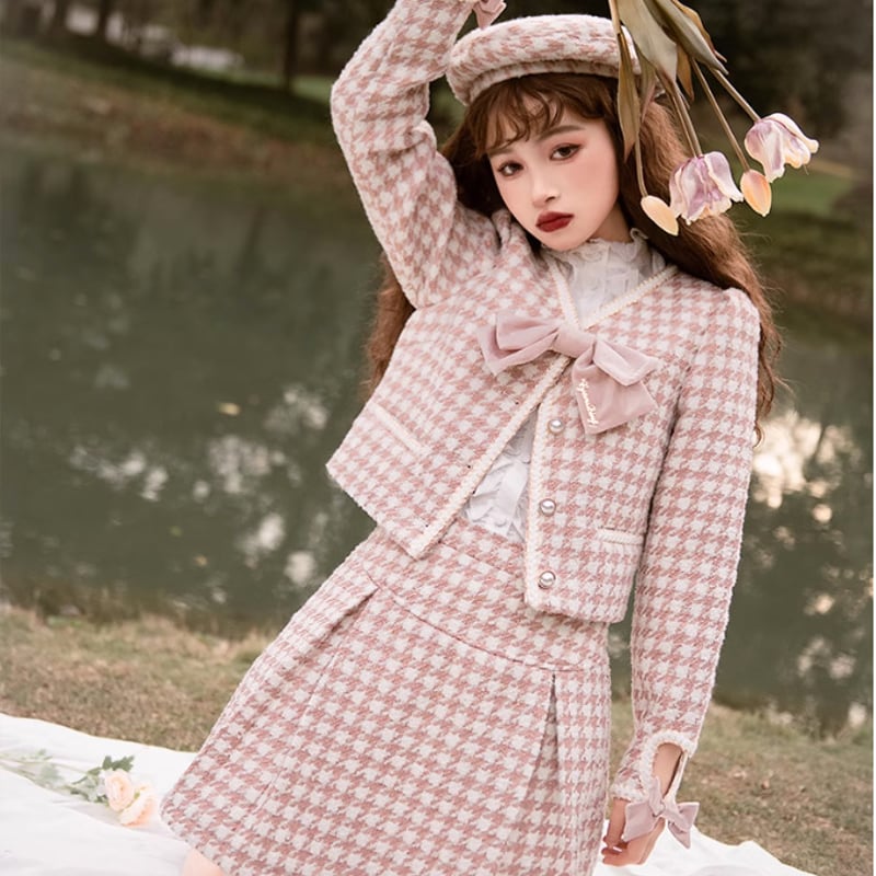 Christian Dior 千鳥格子 半袖 ジャカード ニット ピンクライン Christian Dior 千鳥格子 半袖 ジャカード ニット ピンクライン d2.jpg