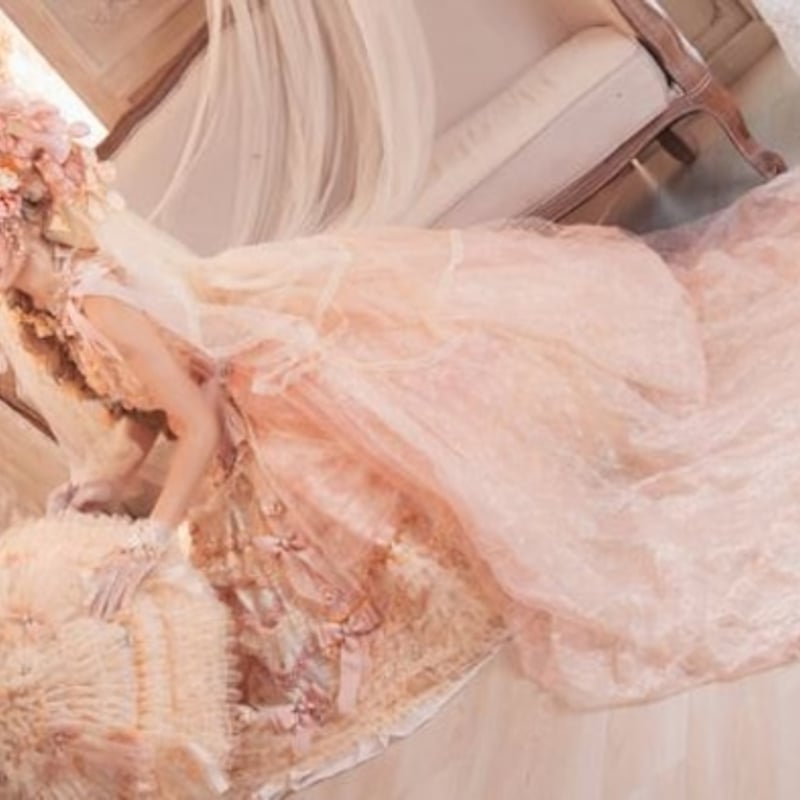 ジャンスカ 春夏 ロング ピンク ウエディングドレス 花嫁 フラワー