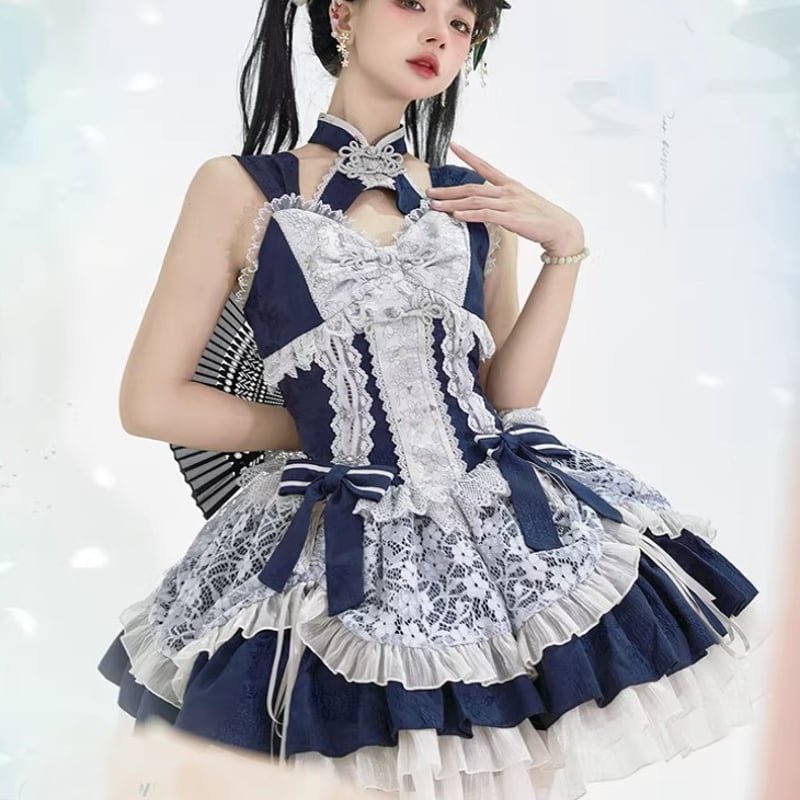 華ロリ　豪華フリル　ケープ　ブラウス　ジャンスカ　フルセット　新品タグ付き 華ロリ セットアップ ケープ ジャンパースカート 姫袖 リボン 原宿