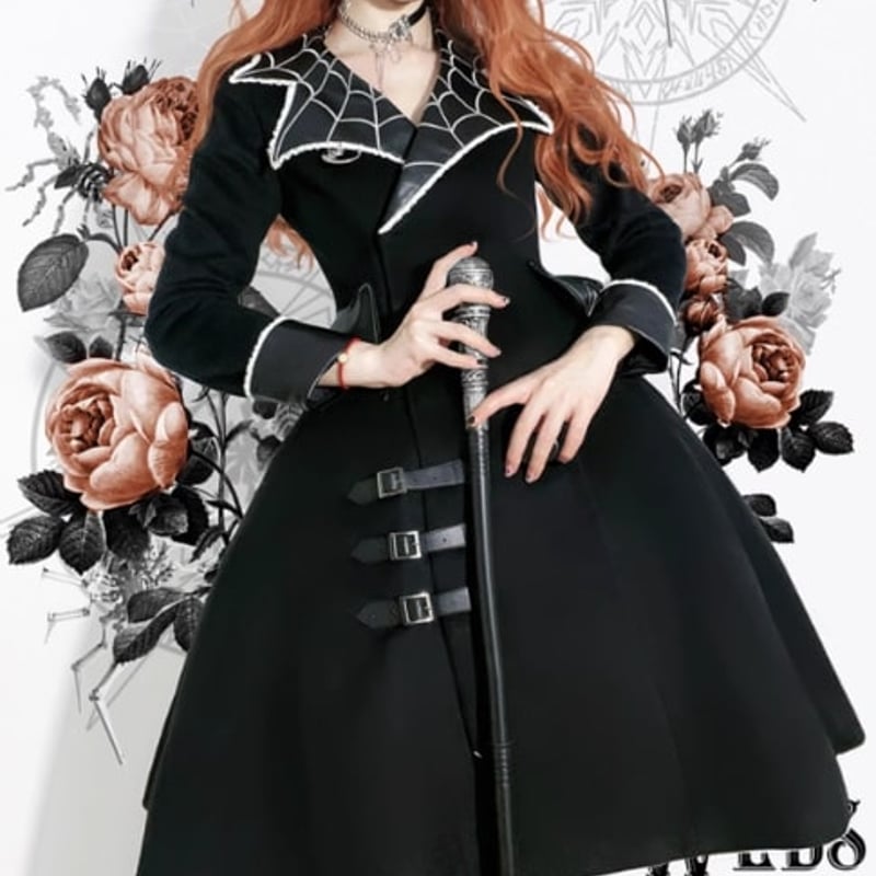 marble バッスルコート　ファー付き　黒　ブラック　ロリータ　ゴスロリ marble バッスルコート ファー付き 黒 ブラック ロリータ