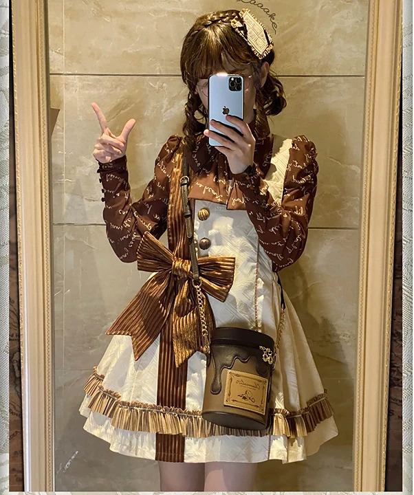 ロリータファッション ブラウス のみ 3色 チョコレート リボンタイ