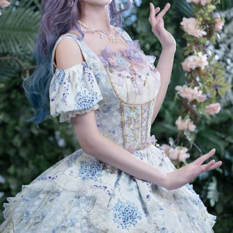 クラロリ 姫袖 シアー オフショル アンティーク 薔薇 姫ワンピース セット No.756 Romantic Damask 姫袖ワンピース | metamorphose temps