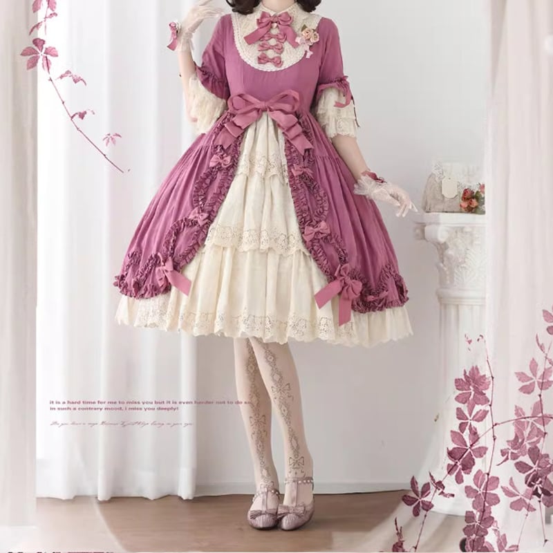 ロリータ ワンピース 納期40日】ロリータワンピース ロリータドレス ワンピース+リボン